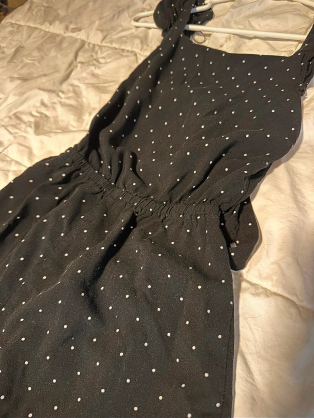 H&M Black with White Polka Dot Ruffled Strap Romper - Picture 2 of 4